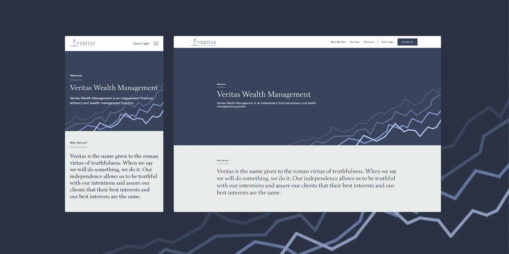 Veritas Mobile and Desktop View